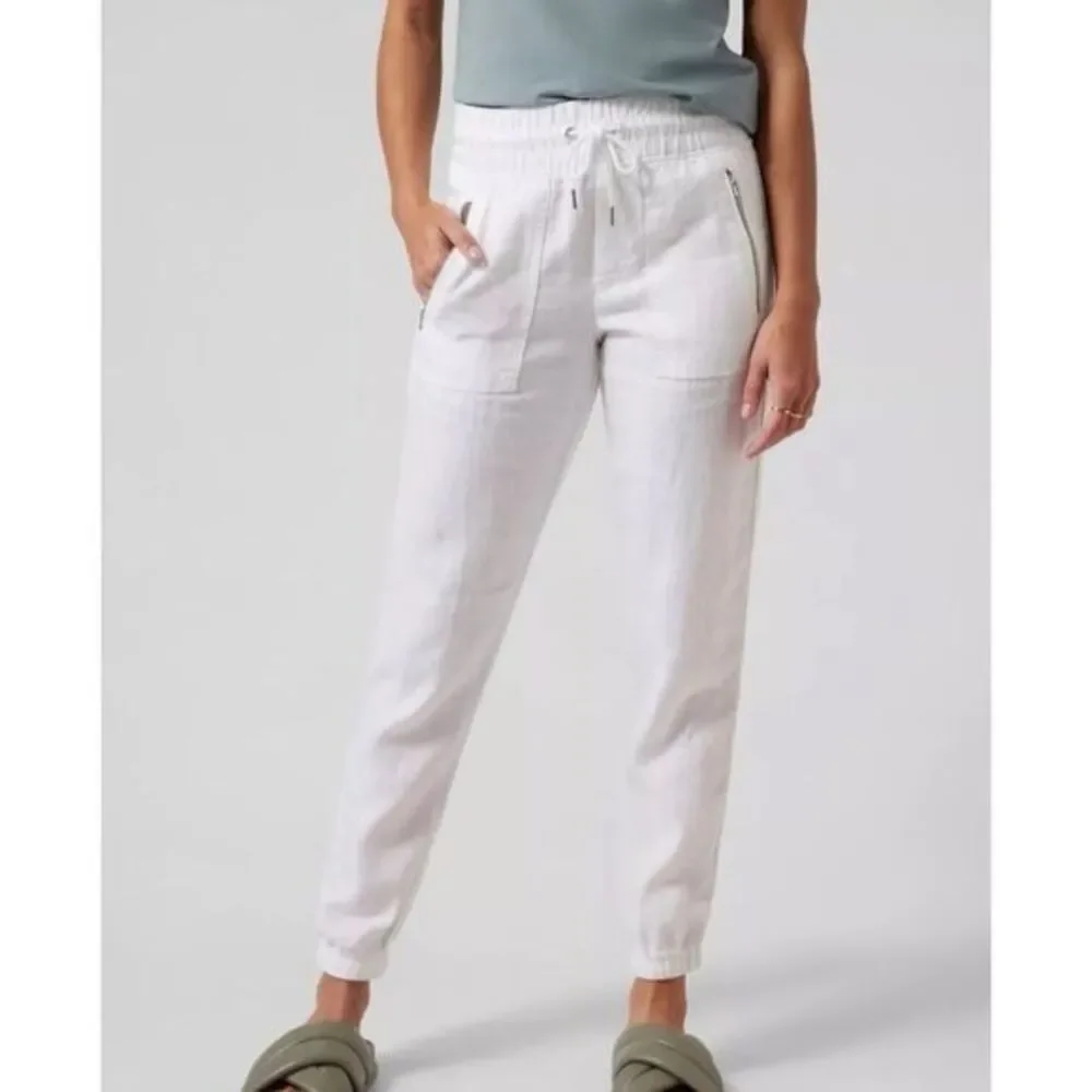 ATHLETA Cabo 100% Linen Joggers Calla White Size 2 NWOT
